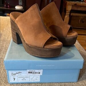 Seychelles Women's Brown Nubuck Platform Mules